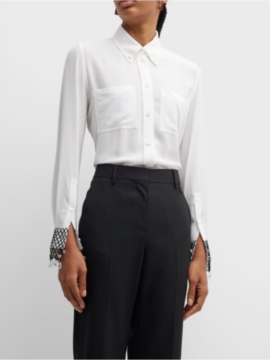 Burberry Tops - Burberry Paola Button-Front Shirt w/ Cuff Detail size 6